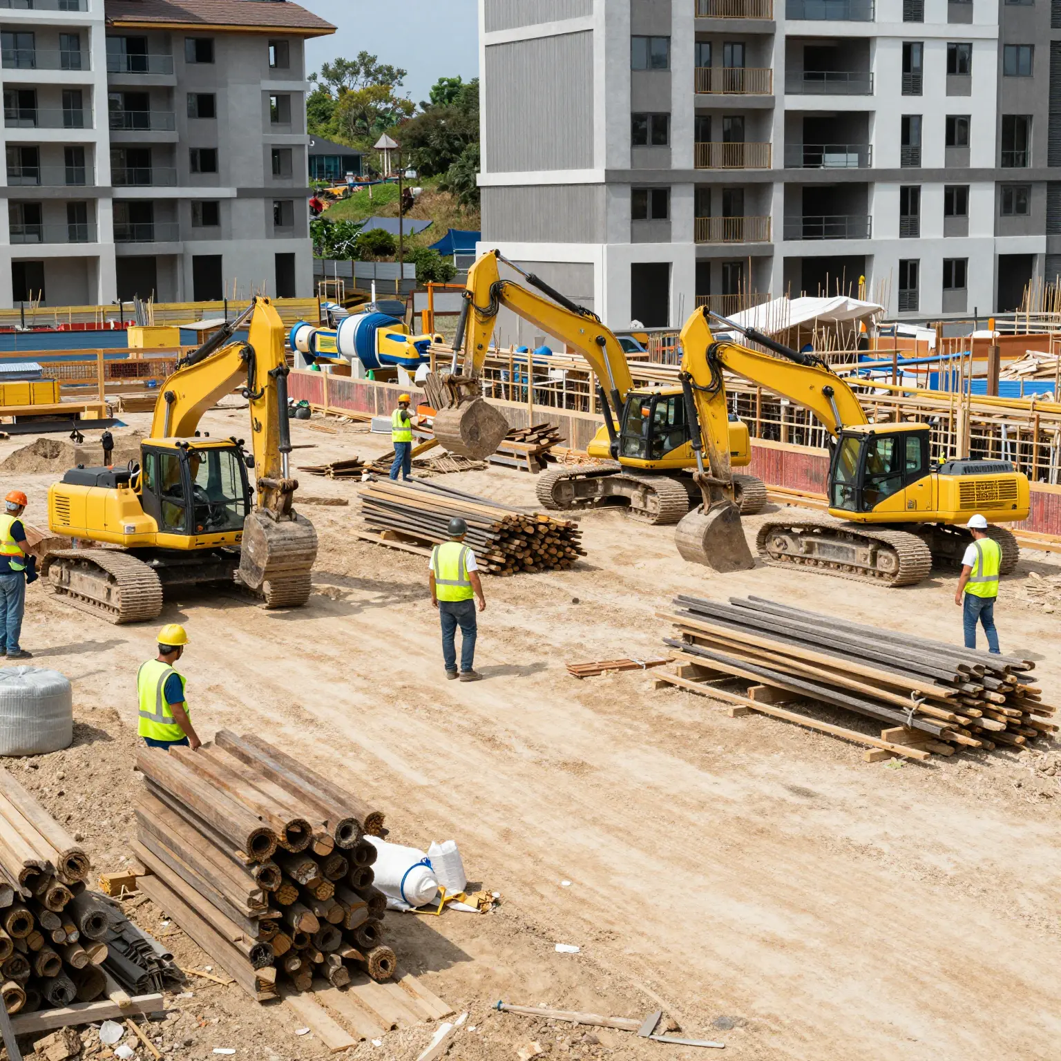 A modern residential construction site