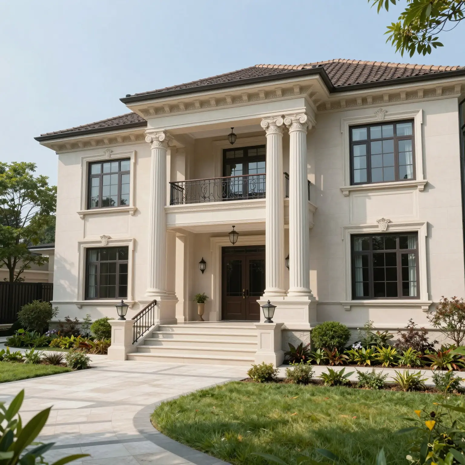 An elegant, grand home showcasing exemplary architectural features